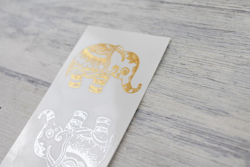 Фото Татуировка на тело индийские слоники золотой и серебряный арт.1202002 - магазин  "Домик Принцессы"