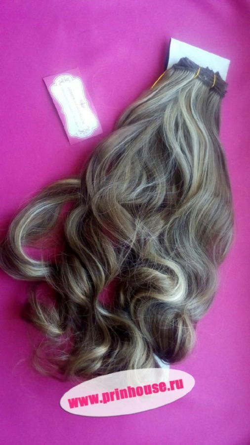 Фото Волосы искусственные канекалон термо на заколках 8 лент 65см локоны Цвет 12H26 - магазин  "Домик Принцессы"