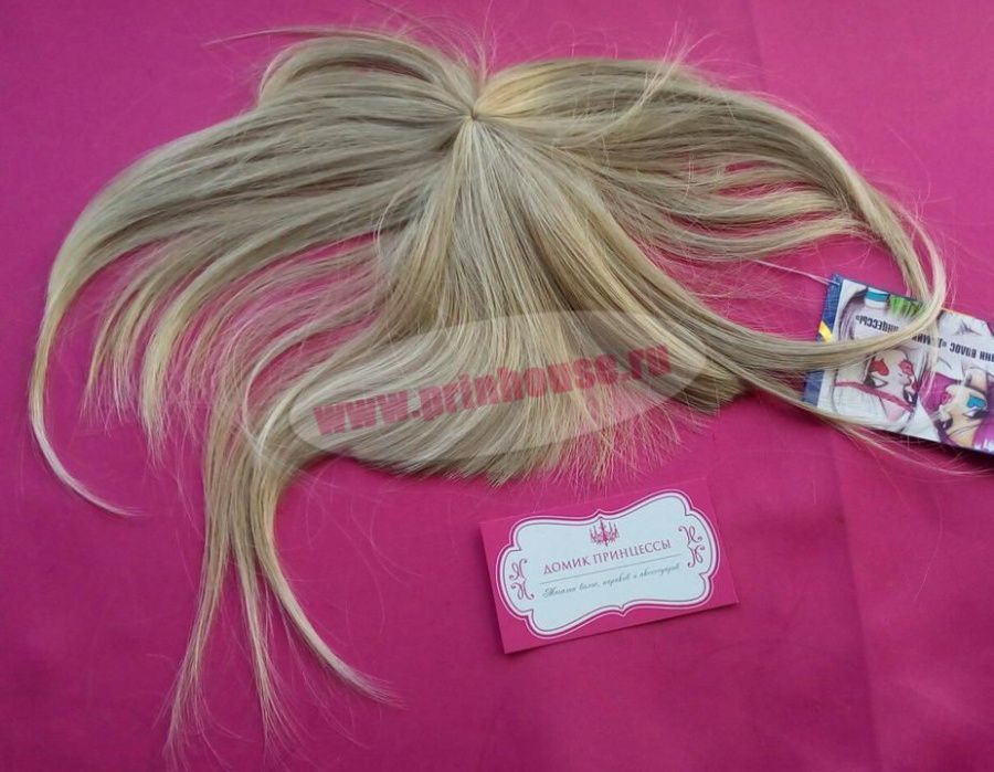 Фото Накладная челка с макушкой искусственная цвет №19T613 блонд с мелированием - магазин  "Домик Принцессы"