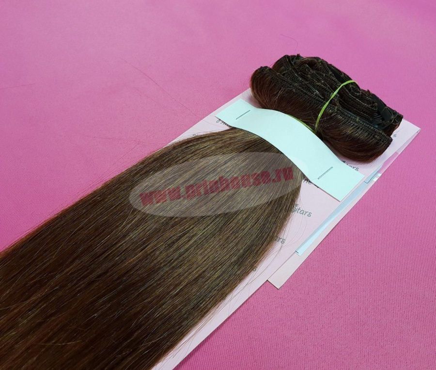 Фото Волосы на заколках натуральные люкс цвет №33 темно рыжий - магазин  "Домик Принцессы"