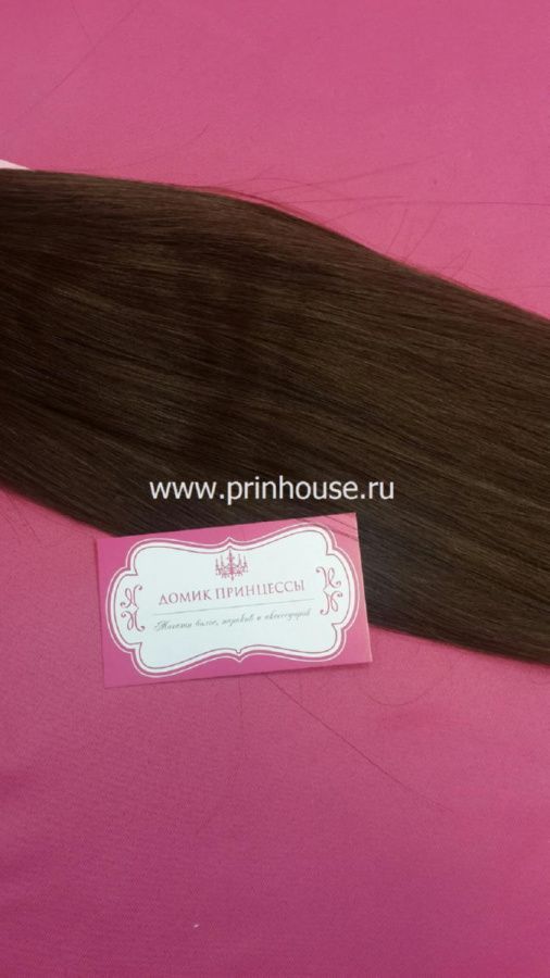 Фото Волосы для наращивания европейские 100 прядей прямые 100 прядей 60см цвет 4 шоколад - магазин  "Домик Принцессы"