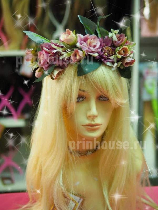 Фото Ободок из нежных розовых цветов - магазин  "Домик Принцессы"