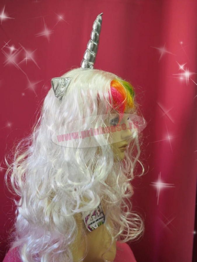 Фото Карнавальный парик Единорог с радужной чёлкой - магазин  "Домик Принцессы"