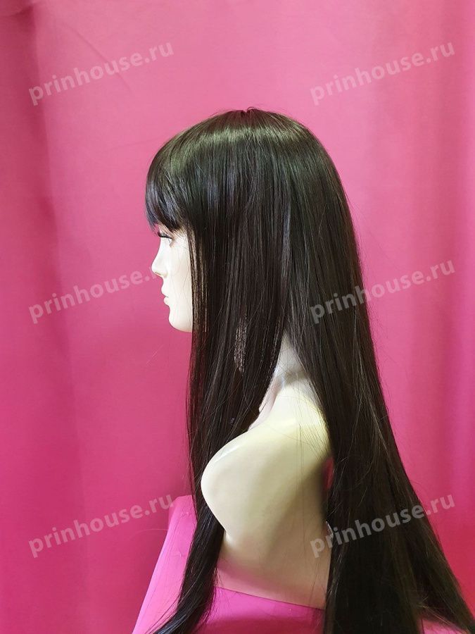 Фото Парик термо супердлина с чёлкой цвет шоколад 6 - магазин  "Домик Принцессы"