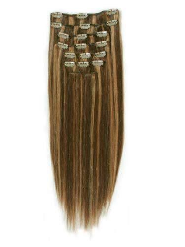 Фото Волосы на заколках натуральные люкс цвет №8/613 мелированный 40см - магазин  "Домик Принцессы"