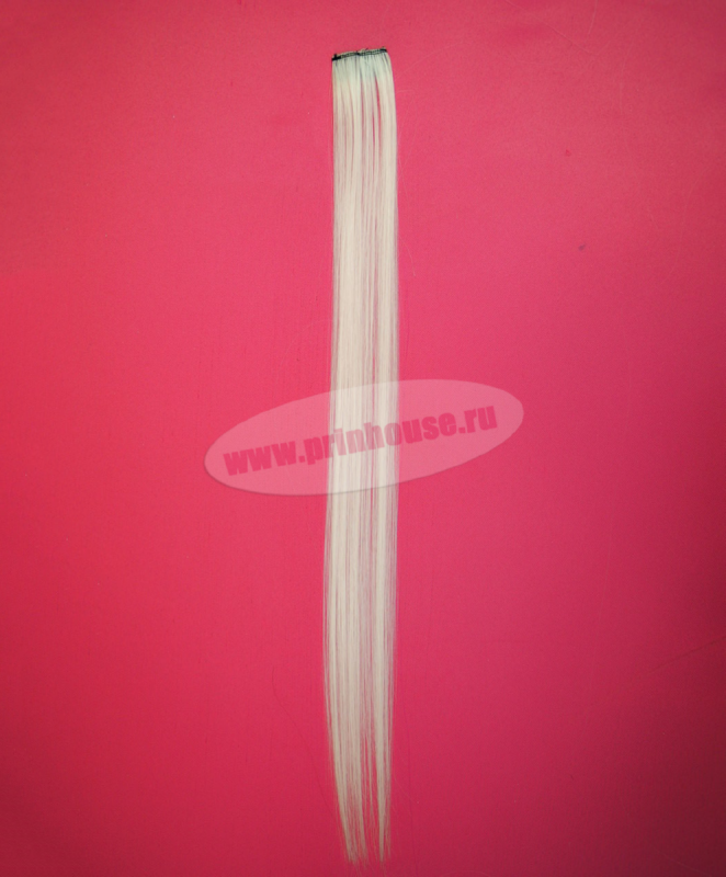 Фото Цветная узкая прядь на заколке цвет нежно-розовый - магазин  "Домик Принцессы"
