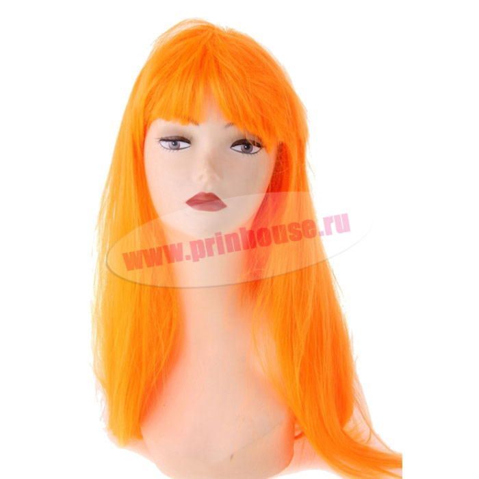 Фото Парик искусственный карнавальный длинные прямые волосы, цвет оранжевый, 120 г - магазин  "Домик Принцессы"