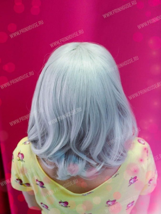 Фото Парик на сетке из искусственных волос стильное каре цвет серый - магазин  "Домик Принцессы"