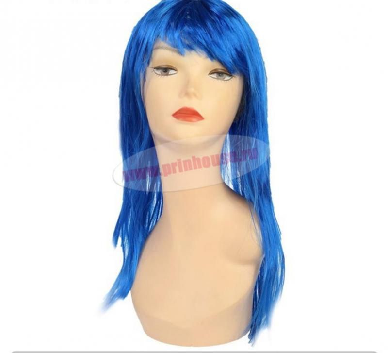 Фото Карнавальный парик прямой цвет ярко-синий - магазин  "Домик Принцессы"