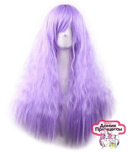 Фото Парик искусственный косплей длинные пышные волосы лилового цвета с челкой - магазин  "Домик Принцессы"