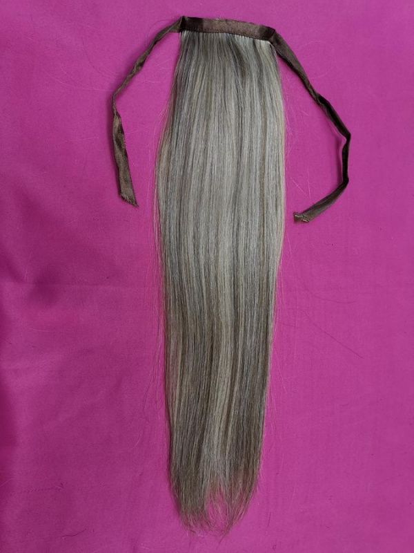 Фото Накладной хвост из натуральных волос на ленте 50cм цвет №12/613  - магазин  "Домик Принцессы"