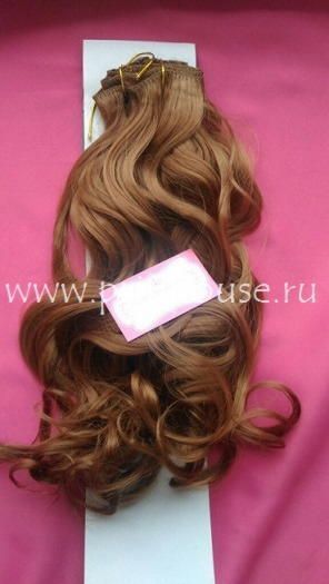 Фото Волосы на заколках искусственные локоны 45см цвет 27 медно-русый - магазин  "Домик Принцессы"