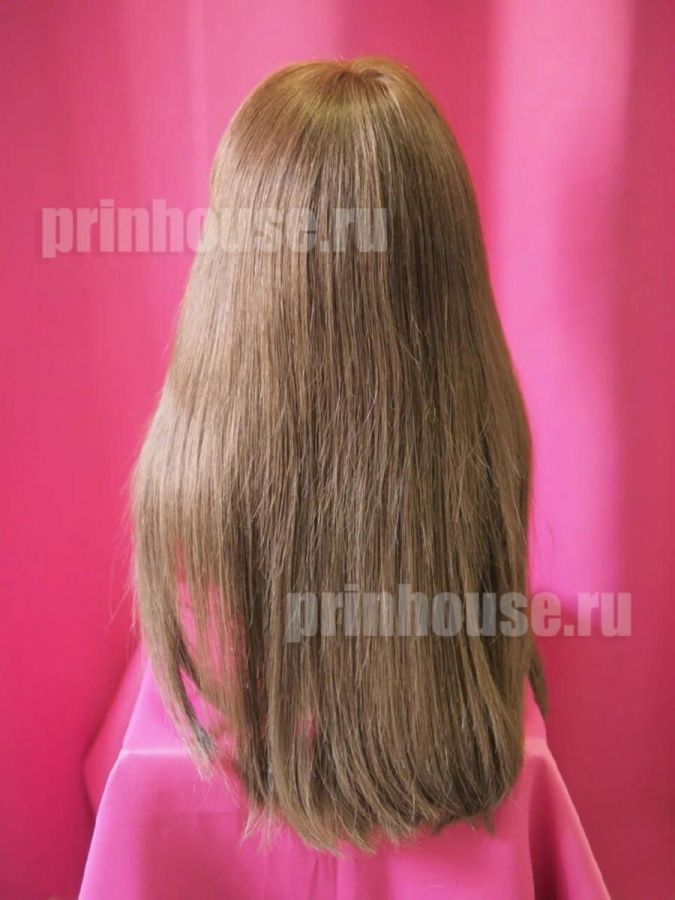 Фото Натуральный парик из славянских волос длинный с челкой цвет русый - магазин  "Домик Принцессы"
