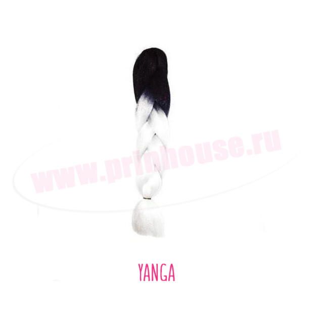 Фото Канекалон омбре 60см 100 грамм черный+белый #Yanga - магазин  "Домик Принцессы"