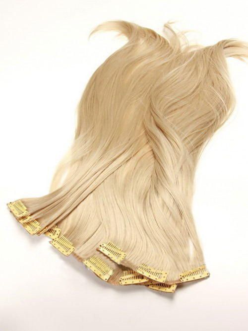 Фото Искусственные волосы на заколках 55см матовые термо 8 лент цвет пепельный блонд №122О - магазин  "Домик Принцессы"