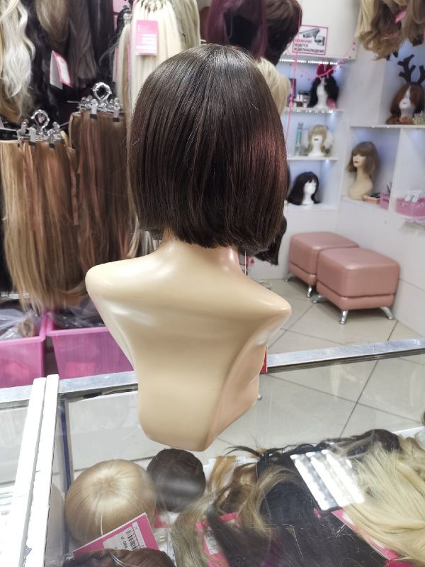 Фото Парик каре с прямой челкой цвет шоколад из натуральных волос - магазин  "Домик Принцессы"