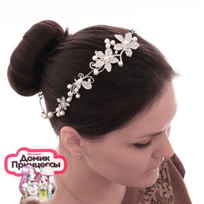 Фото Аксессуар для причёски "Цветы с жемчужинками" арт.1211320 - магазин  "Домик Принцессы"