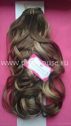 Фото Волосы на заколках искусственные локоны 45см цвет 12h124 калифорнийский блонд - магазин  "Домик Принцессы"