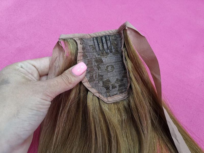 Фото Накладной хвост из натуральных волос на ленте 60cм цвет 12 - магазин  "Домик Принцессы"