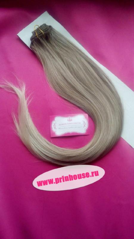 Фото Волосы на заколках искусственные 8 лент термо цвет 12Т122 мелированный русый блонд длина 60см - магазин  "Домик Принцессы"