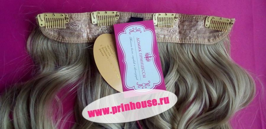 Фото Волосы локоны на леске искусственные цвет #15BT613 мелированный блонд - магазин  "Домик Принцессы"