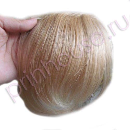 Фото Накладная челка из натуральных волос Цвет 613 Яркий блонд на заколках-клипсах подстриженная - магазин  "Домик Принцессы"