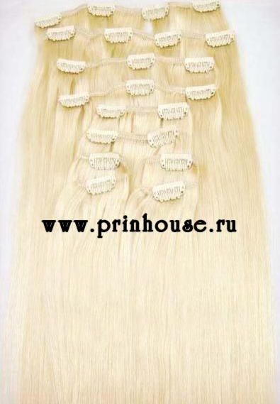 Фото Волосы на заколках натуральные люкс Макси-комплект 180 грамм №613 блонд 60см - магазин  "Домик Принцессы"