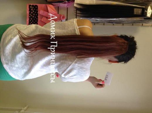 Фото Накладной хвост из натуральных волос на ленте 60см 100грамм цвет №33а медный - магазин  "Домик Принцессы"