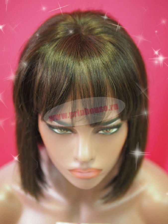 Фото Парик из натуральных волос каре с челкой цвет2 - магазин  "Домик Принцессы"