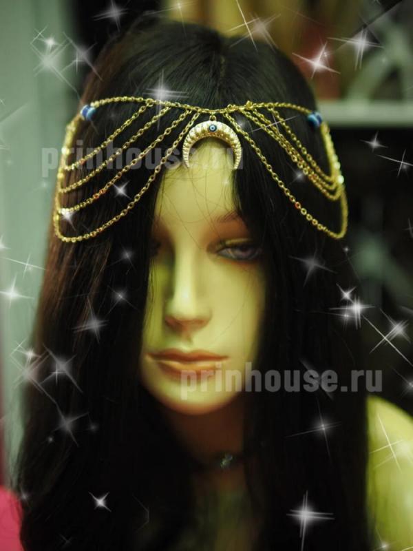 Фото Тика украшение-цепочка на голову полумесяц - магазин  "Домик Принцессы"