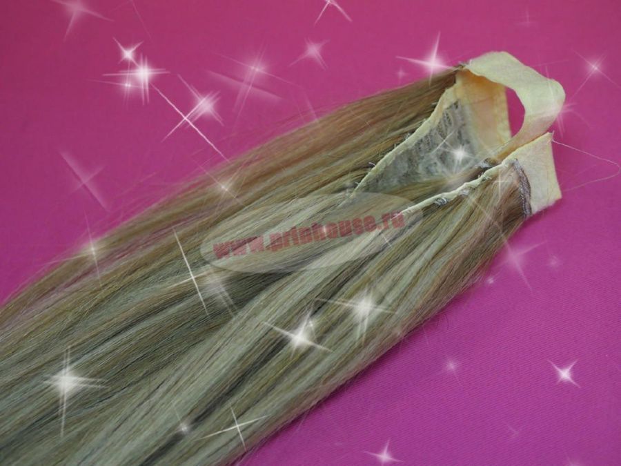 Фото Накладной хвост из натуральных волос на ленте 40cм цвет №18/22 - магазин  "Домик Принцессы"