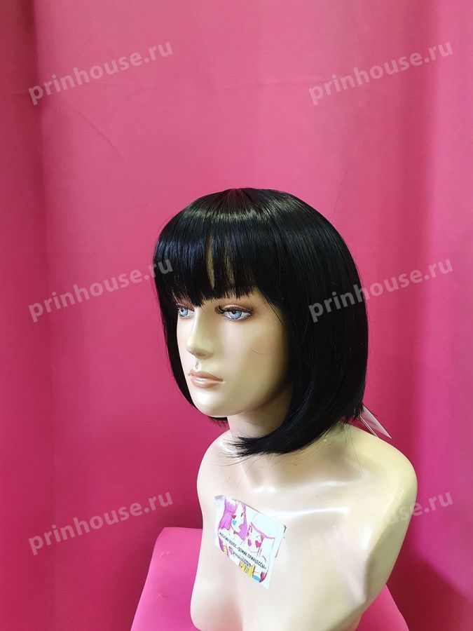 Фото Парик термо стильное каре с чёлкой цвет черный 1 - магазин  "Домик Принцессы"