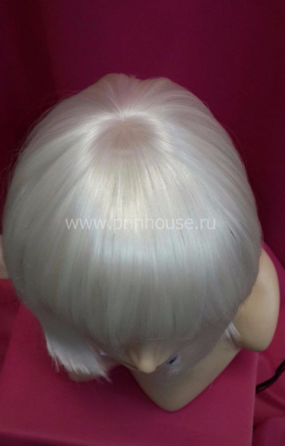Фото Парик каре стильное с густой челкой яркий белый блонд #613a - магазин  "Домик Принцессы"