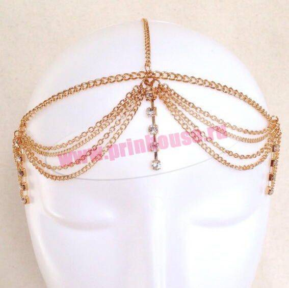 Фото Тика украшение-цепочка на голову с сияющими стразами - магазин  "Домик Принцессы"