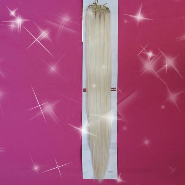 Фото Волосы на заколках искусственные 8 лент термо цвет 613 яркий блонд 60см - магазин  "Домик Принцессы"