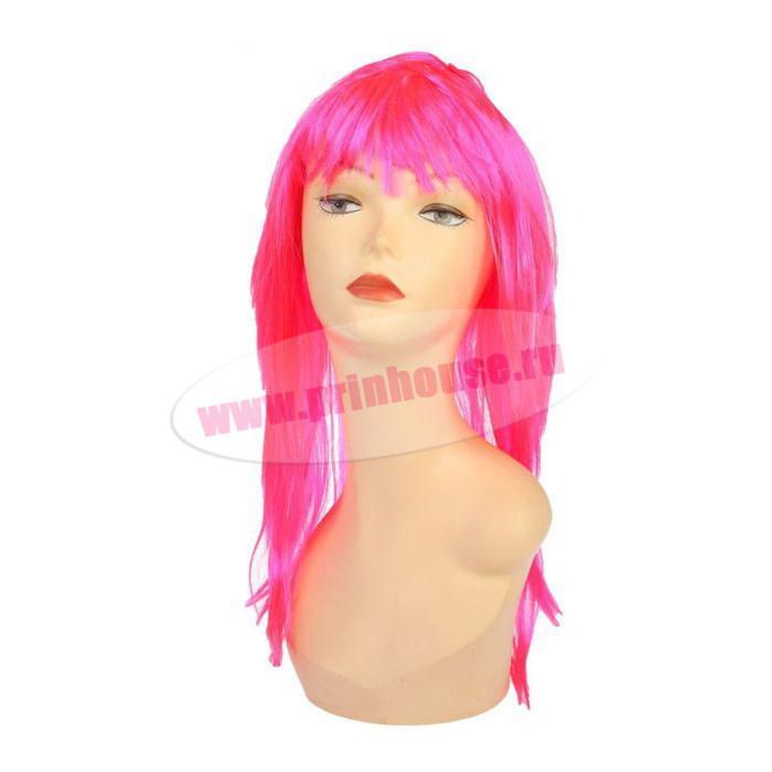 Фото Карнавальный парик цвет розовый c челкой - магазин  "Домик Принцессы"