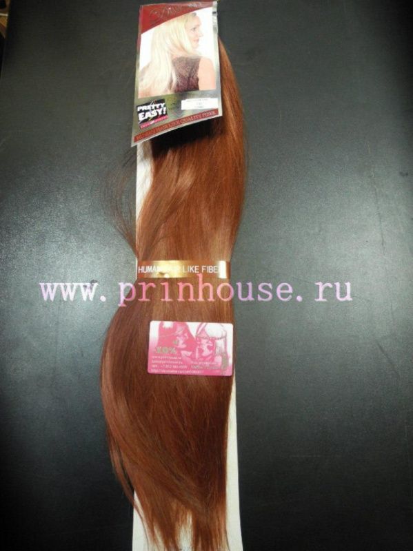 Фото Волосы на заколках искусственные 8 лент термо яркий медно-рыжий оттенок 131О длина 60см - магазин  "Домик Принцессы"