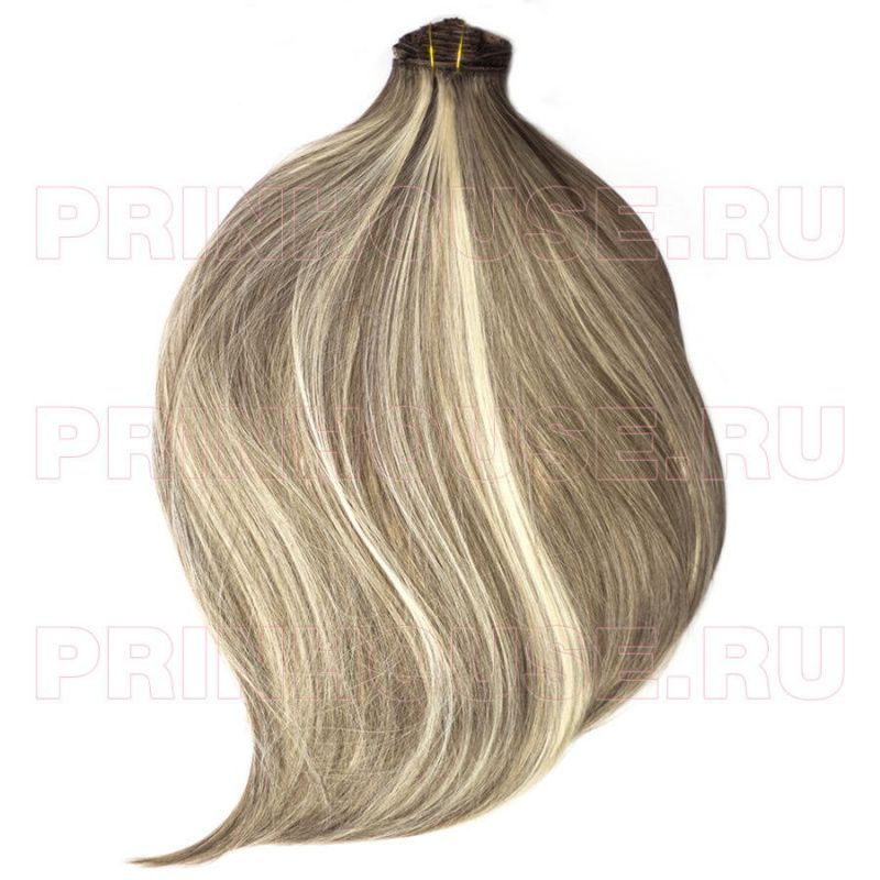 Фото Волосы на заколках искусственные 8 лент термо цвет 10H26 мелированный блонд длина 60см - магазин  "Домик Принцессы"