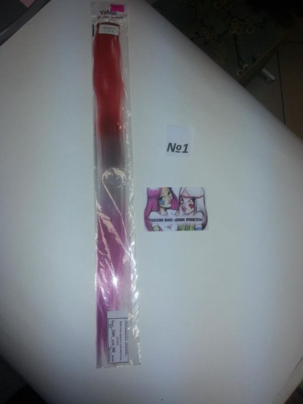 Фото Цветная прядь из искусственного термо волоса kanekalon прямой на клипсах омбре №1 - магазин  "Домик Принцессы"