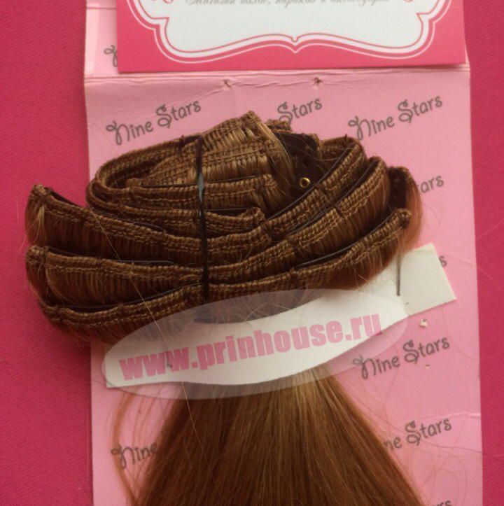 Фото Волосы на заколках натуральные длина 50см цвет №16 - магазин  "Домик Принцессы"