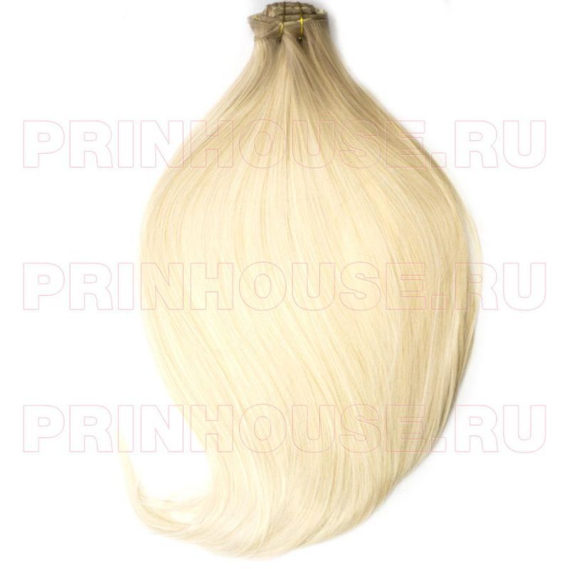 Фото Волосы на заколках искусственные 8 лент термо цвет 24bt613 яркий блонд 45см - магазин  "Домик Принцессы"
