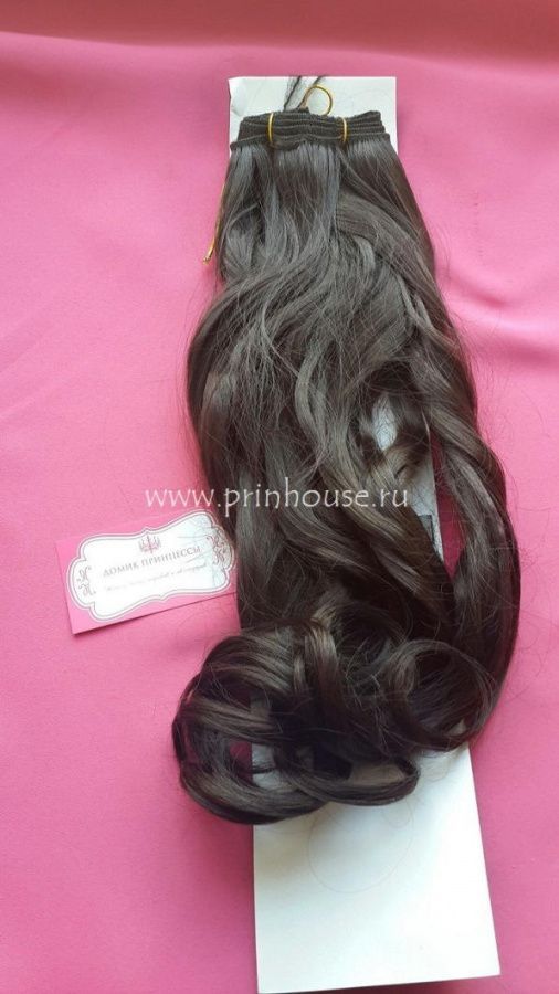 Фото Волосы на заколках искусственные локоны 45см цвет 5 темный дуб - магазин  "Домик Принцессы"