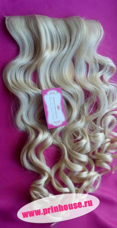 Фото Волосы локоны на леске искусственные цвет #613 блонд - магазин  "Домик Принцессы"
