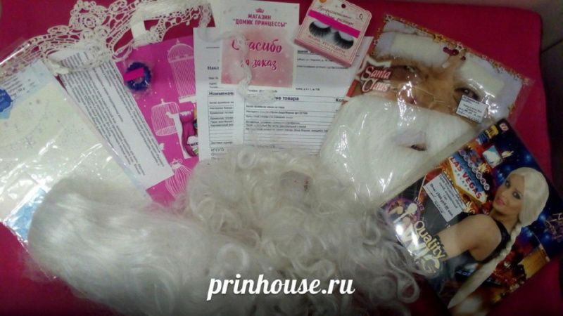 Фото Карнавальный аксессуар парик+ борода "Деда Мороза" вьющиеся локоны - магазин  "Домик Принцессы"