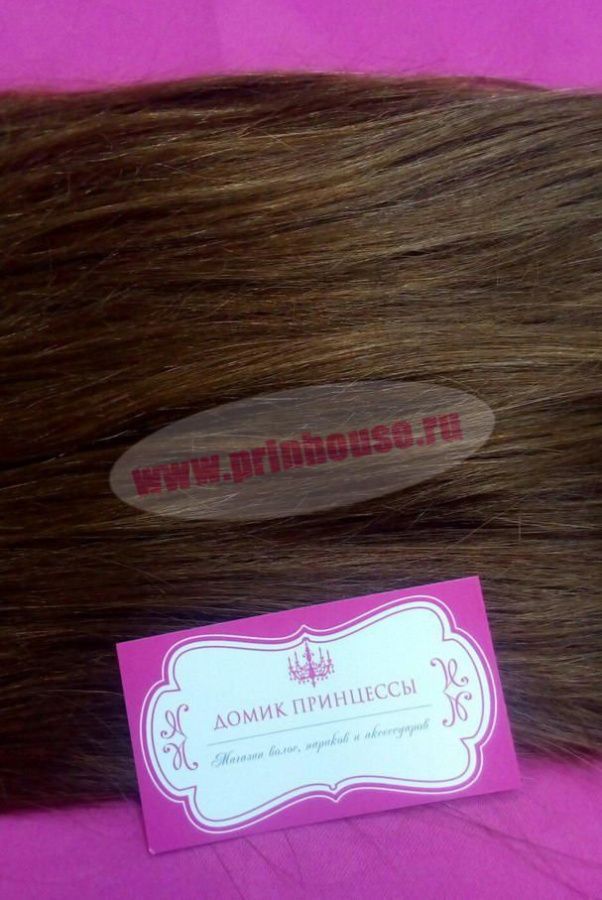 Фото Накладка из натуральных волос на заколках на затылочную зону 50см 200грамм цвет 8 - магазин  "Домик Принцессы"