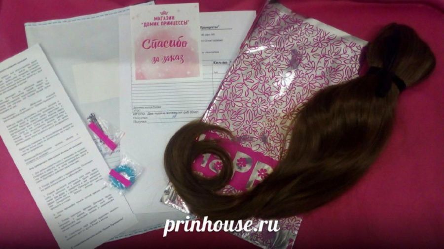 Фото Накладка из искусственных термо волос цвет 12 светло шоколадный 60см прямые - магазин  "Домик Принцессы"