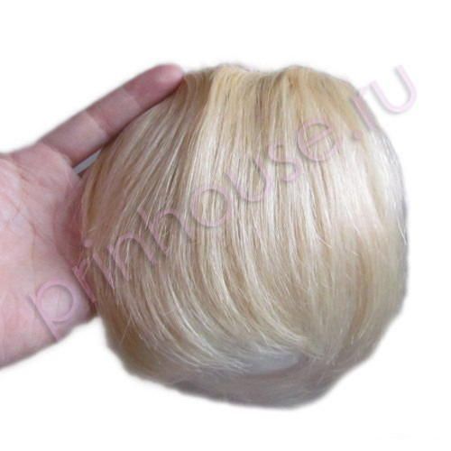 Фото Накладная челка из натуральных волос на заколках-клипсах подстриженная цвет яркий блонд №60 - магазин  "Домик Принцессы"