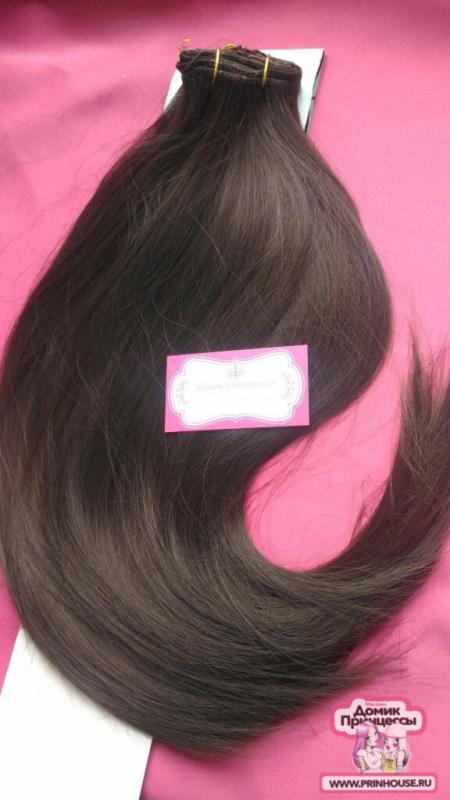 Фото Волосы на заколках искусственные 8 лент термо цвет 7 длина 60 см - магазин  "Домик Принцессы"