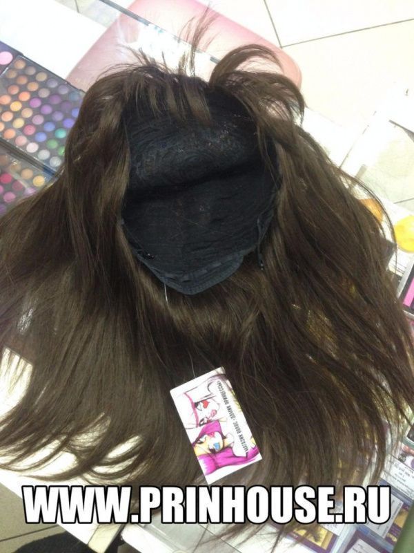 Фото Натуральный парик средней длины с челкой цвет темный шоколад - магазин  "Домик Принцессы"