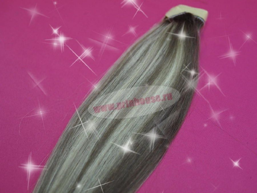 Фото Накладной хвост из натуральных волос на ленте 40cм цвет №18/613 микс карамельный блонд - магазин  "Домик Принцессы"